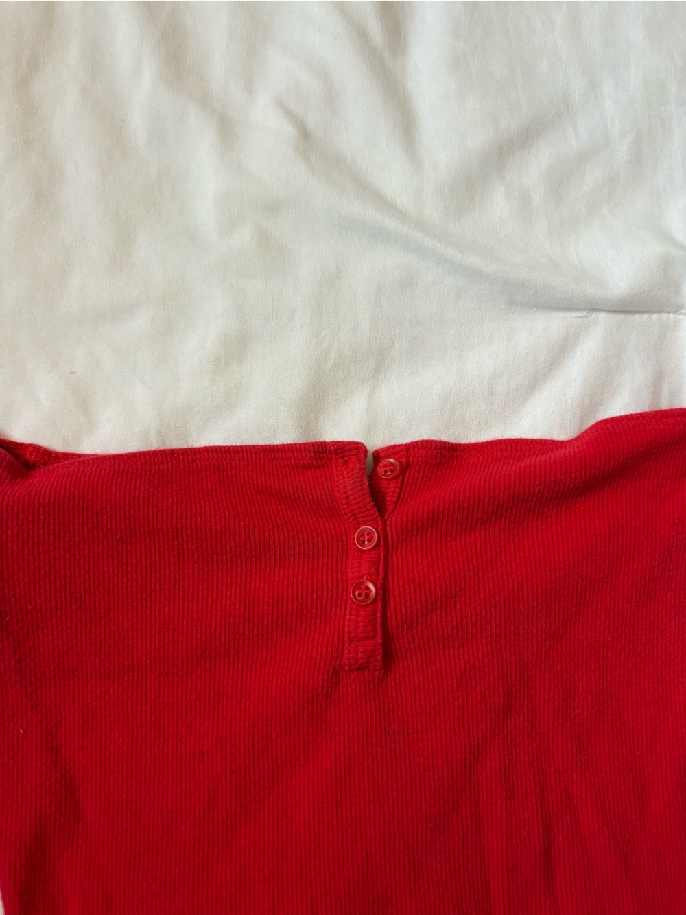 Garage Off-Shoulder Ribbed Knit Top - Red - Picture 2 of 6